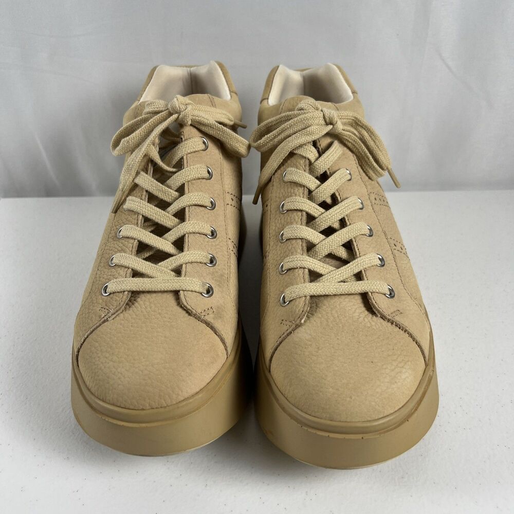 Naked Feet: ESSEX in BEIGE Platform High Top Sneakers Leather Size 8M